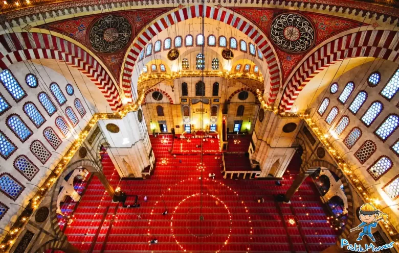 süleymaniye camii iç görünüş