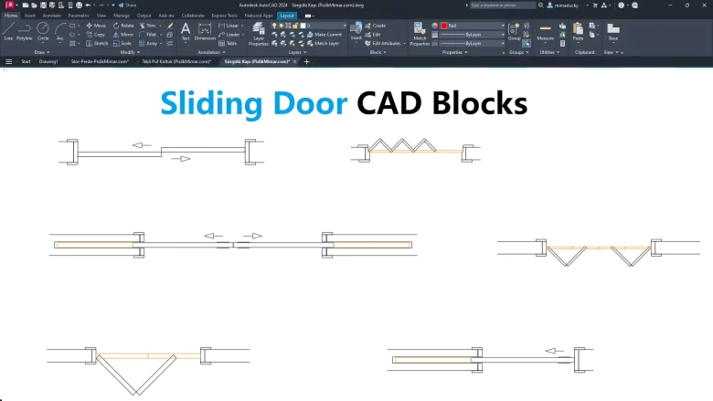 sürgülü kapı dwg, Sliding Door Cad Blocks, autocad drawing