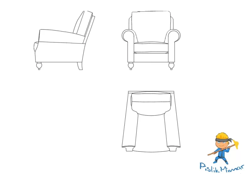 tekli deri koltuk dwg