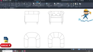 tekli koltuk dwg çizimi, Single Armchair dwg free download, autocad drawing