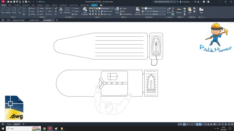ütü masası dwg çizimi, Ironing Board cad block, autocad drawing