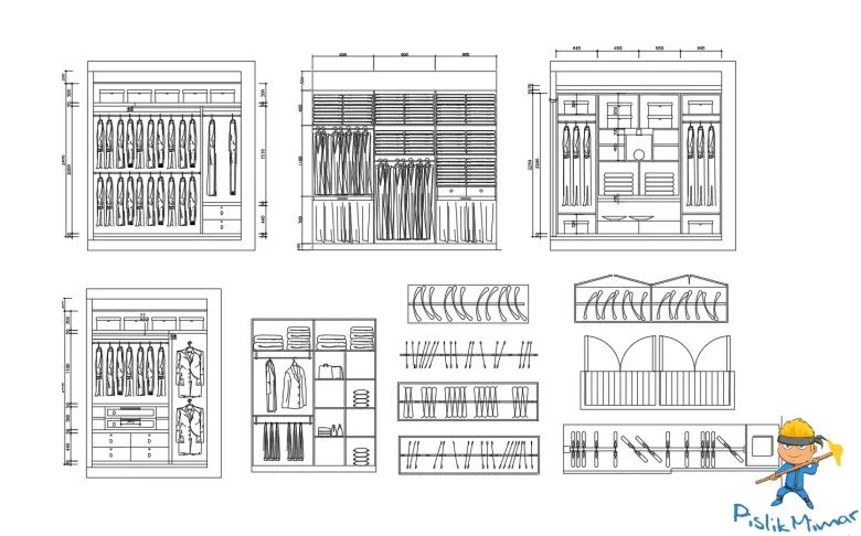 vestiyer çizimleri dwg indir