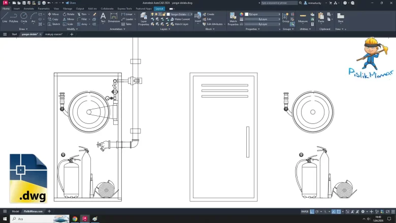 yangın dolabı dwg, yangın dolabı çizimi, Fire Cabinet, Fire Cabinet cad blocks