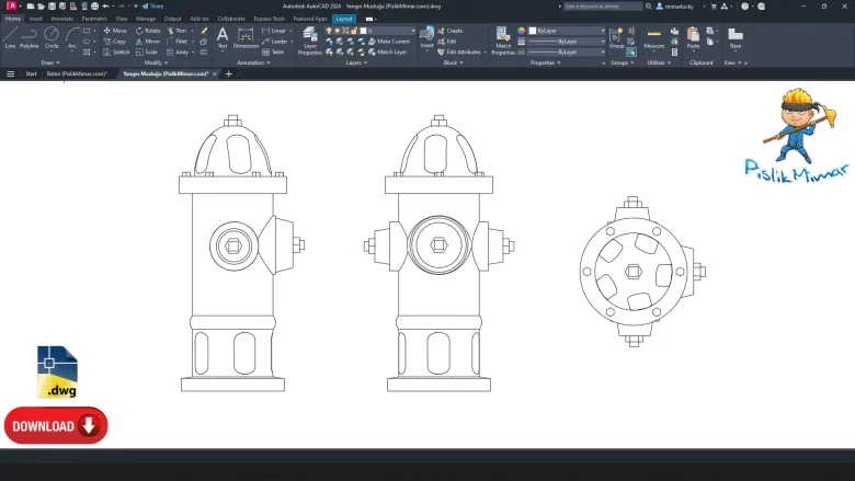 yangın musluğu çizimi, yangın musluğu dwg, Fire Hydrant CAD Blocks