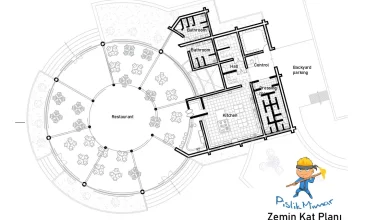 yuvarlak form restoran projesi dwg indir